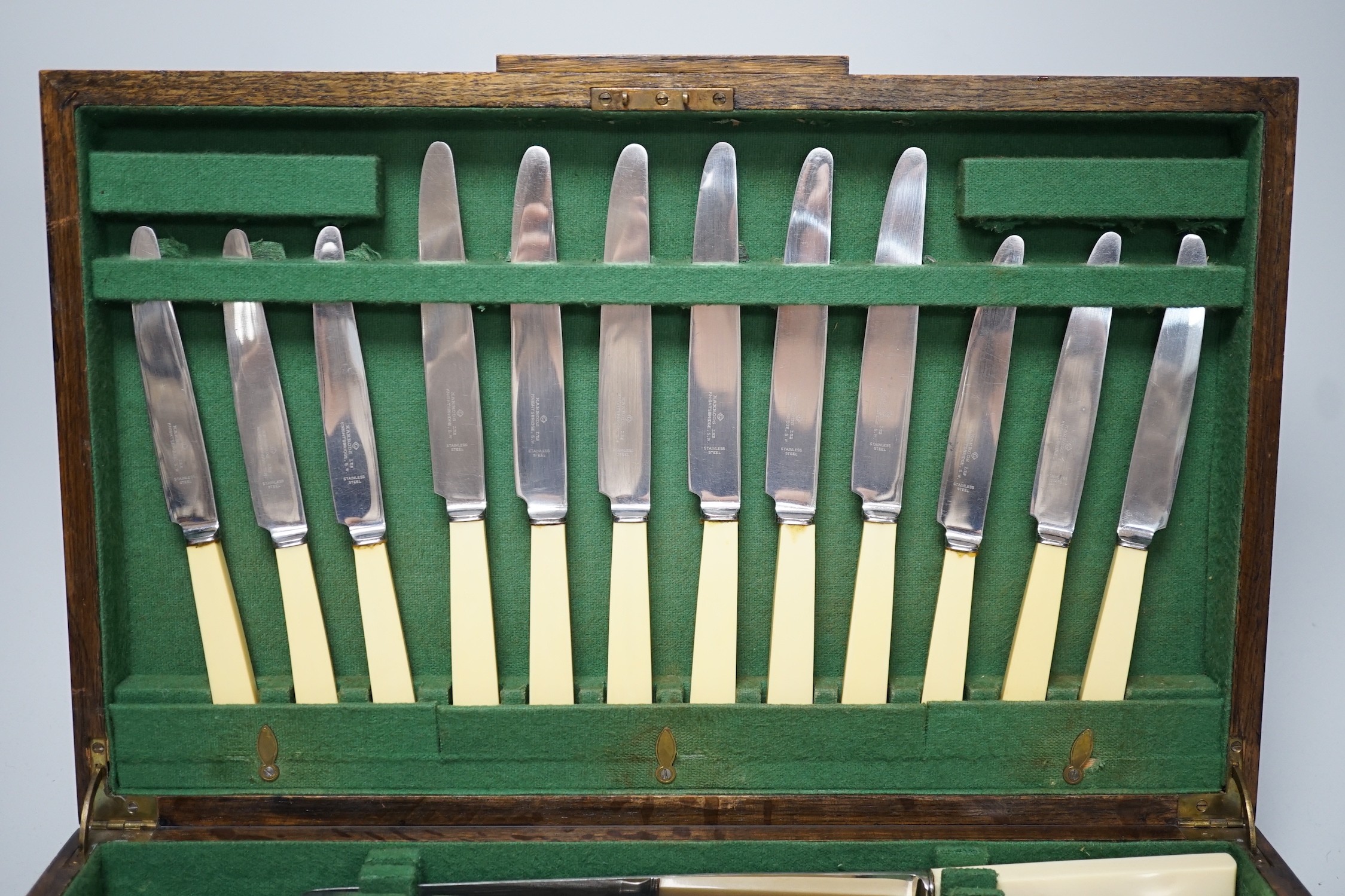 A Harrods plated canteen of cutlery